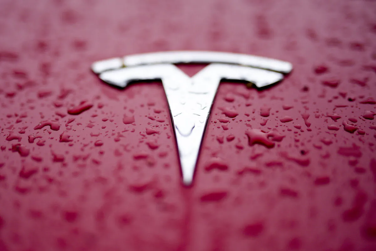 A Tesla logo is shown on Feb. 27, 2024, in Charlotte, N.C. (Chris Carlson/AP)