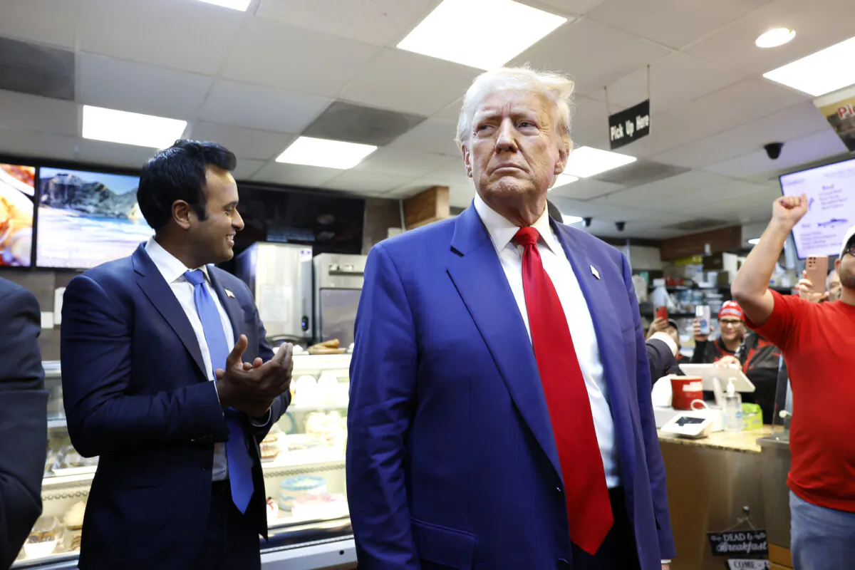 President-elect Donald Trump visits Havana Express Cuban Kitchen and Bakery in Las Vegas on Oct. 24, 2024. Trump was joined by Sen. Marco Rubio (R-Fla.) and Vivek Ramaswamy. (Anna Moneymaker/Getty Images)