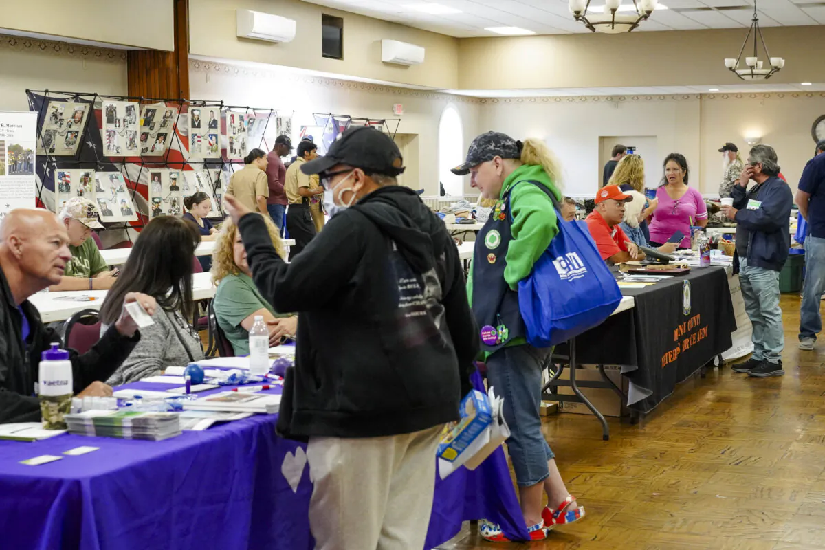 The annual Veterans Stand Down event at Middletown Elks Lodge in N.Y., on Oct. 5, 2024. (Cara Ding/The Epoch Times)