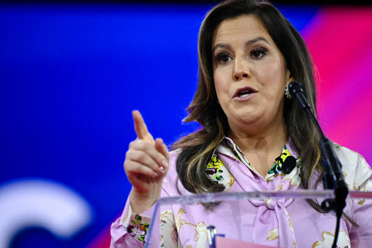 Rep. Elise Stefanik (R-N.Y.) arrives to speak during the annual Conservative Political Action Conference in National Harbor, Md., on Feb. 23, 2024. (Mandel Ngan/AFP via Getty Images)