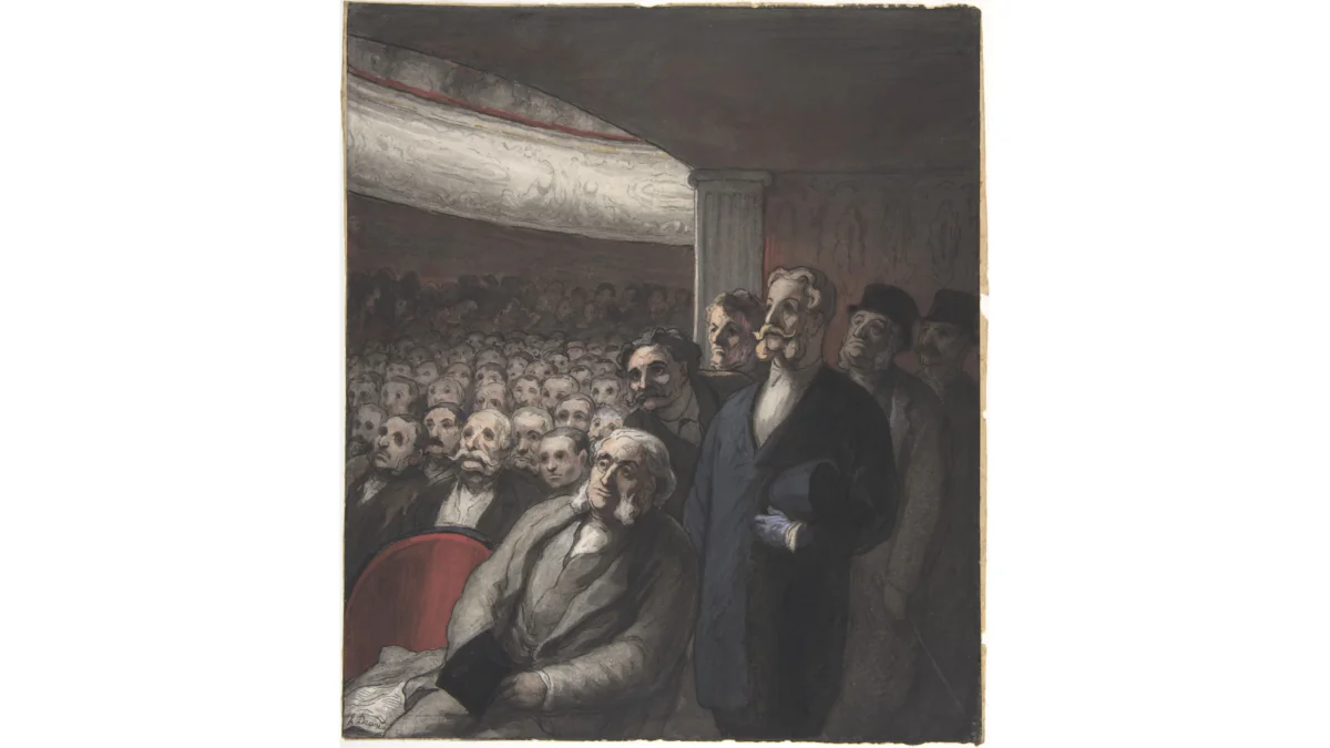 Honoré Daumier's 19th-century painting "A Theater Audience." The Metropolitan Museum of Art. (Public Domain)