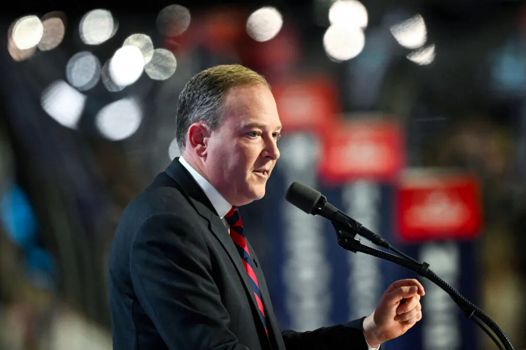 Former Rep. Lee Zeldin speaks on stage on the third day of the Republican National Convention at the Fiserv Forum in Milwaukee, Wis., on July 17, 2024. (Leon Neal/Getty Images)