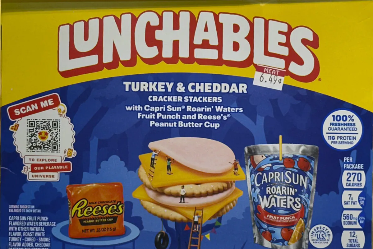A Lunchables package on a grocery store shelf in New York on Nov. 12, 2024. (Peter Morgan/AP Photo)