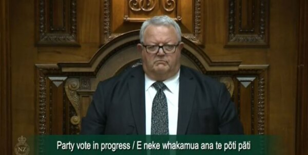 New Zealand's Speaker Gerry Brownlee rose to his feet to unsuccessfully try to bring Parliament to order when the Maori Party performed a haka during voting on the first reading of the Treaty Principles Bill on November 14, 2024.
