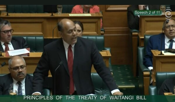 Labour MP Willie Jackson at the end of a fiery speech on the Treaty Principles Bill, at the point at which he called the Bill's sponsor—ACT Leader David Seymour—a "liar" and was ejected from the House, on November 14, 2024.