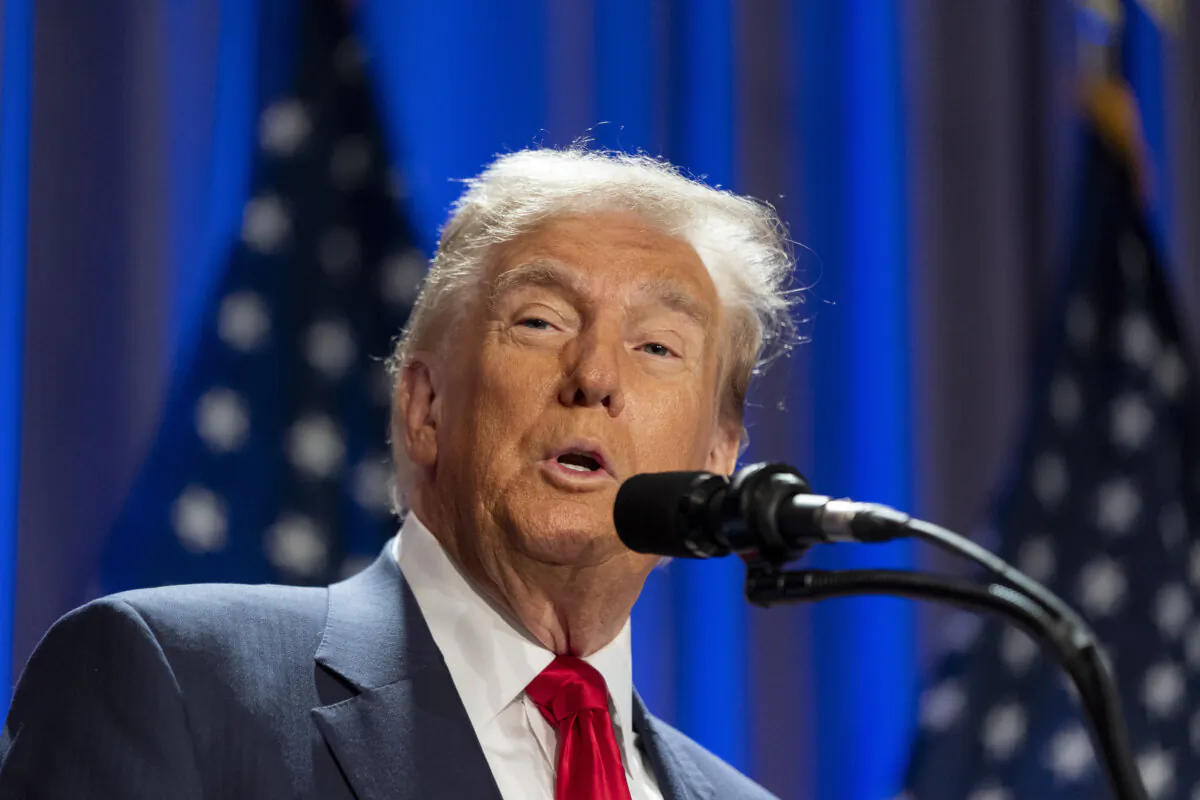 President-elect Donald Trump speaks at meeting of the House GOP conference, in Washington, on Nov. 13, 2024. (The Associated Press/Alex Brandon)