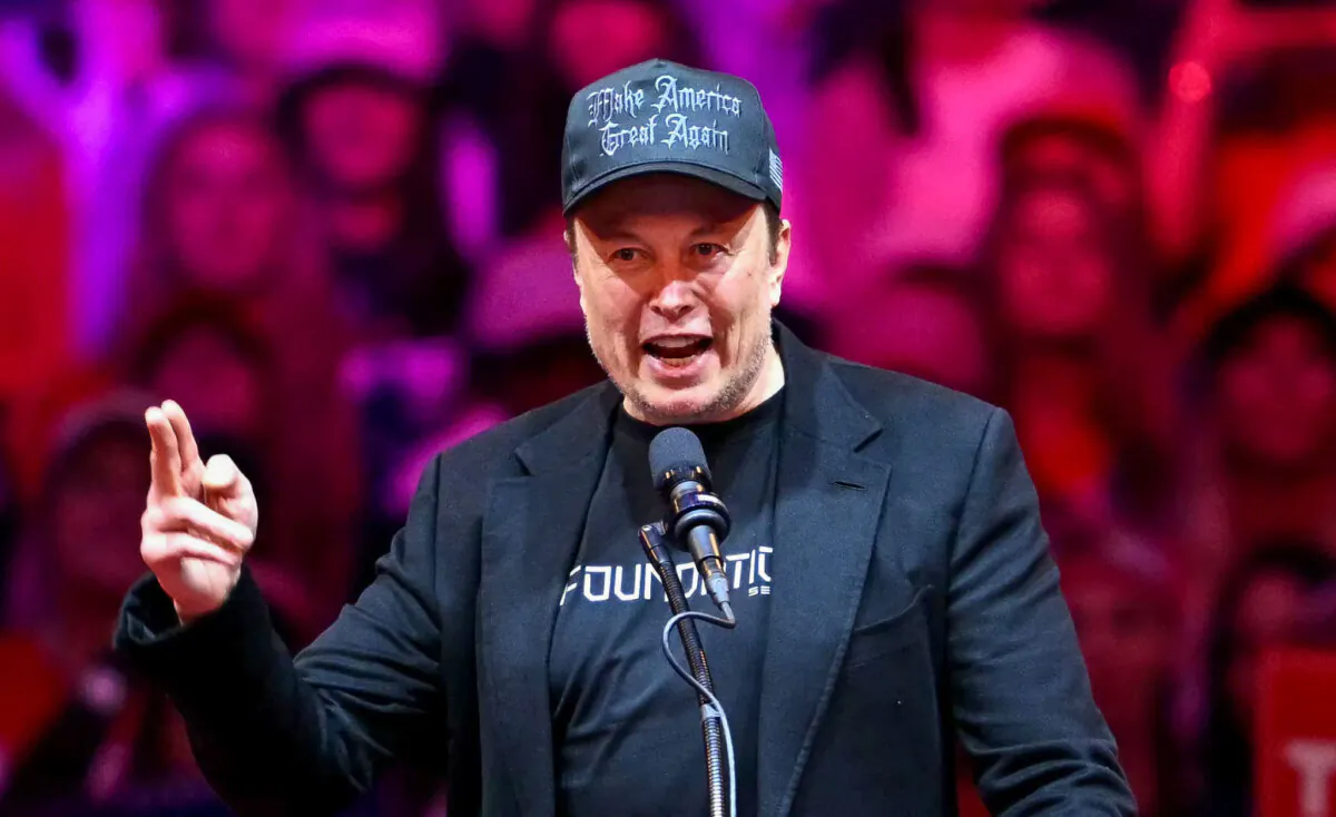 Tesla and SpaceX CEO Elon Musk speaks at a rally for former U.S. President and Republican presidential candidate Donald Trump at Madison Square Garden in New York on Oct. 27, 2024. (Angela Weiss/AFP via Getty Images)