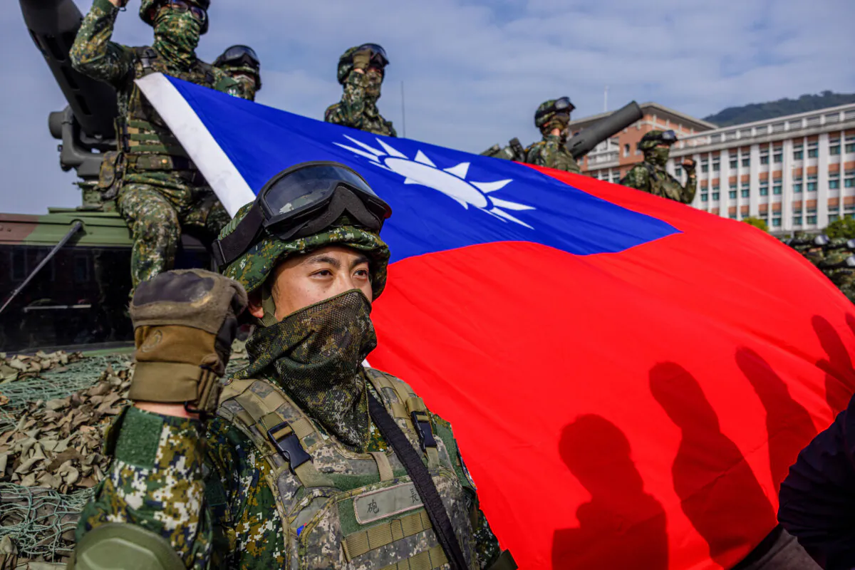 Taiwan's armed forces hold two days of routine drills to show combat readiness ahead of Lunar New Year holidays at a military base in Kaohsiung, Taiwan, on Jan. 11, 2023. (Annabelle Chih/Getty Images)
