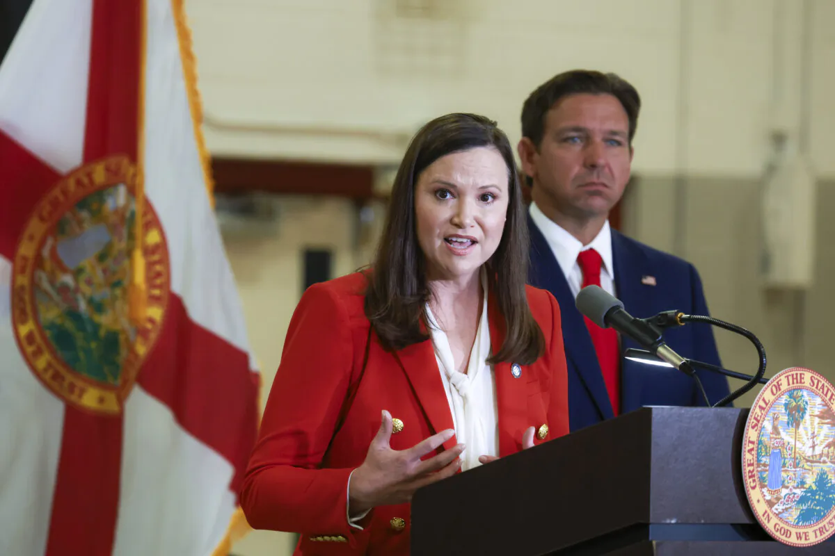 Florida Attorney General Ashley Moody speaks at a press conference, in a file photograph. (Joe Raedle/Getty Images)