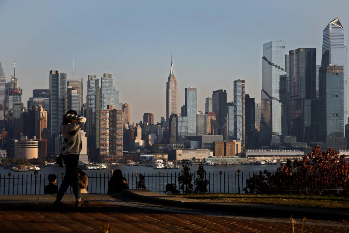 The Manhattan skyline from Weehawken, New Jersey, across the Hudson River on November 9, 2024. (Leonardo Munoz / AFP via Getty Images)
