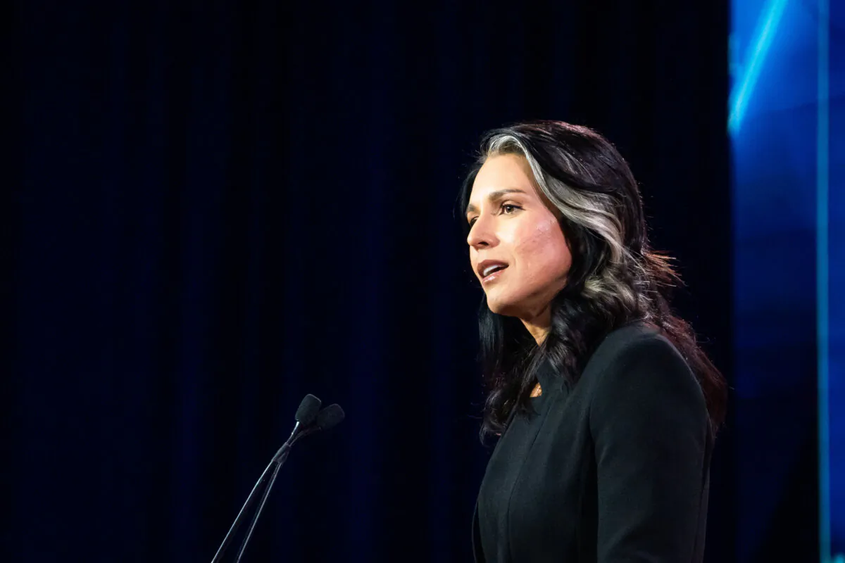 Former congresswoman Tulsi Gabbard speaks at the 2024 Road to Majority Conference in Washington on June 21, 2024. (Madalina Vasiliu/The Epoch Times)