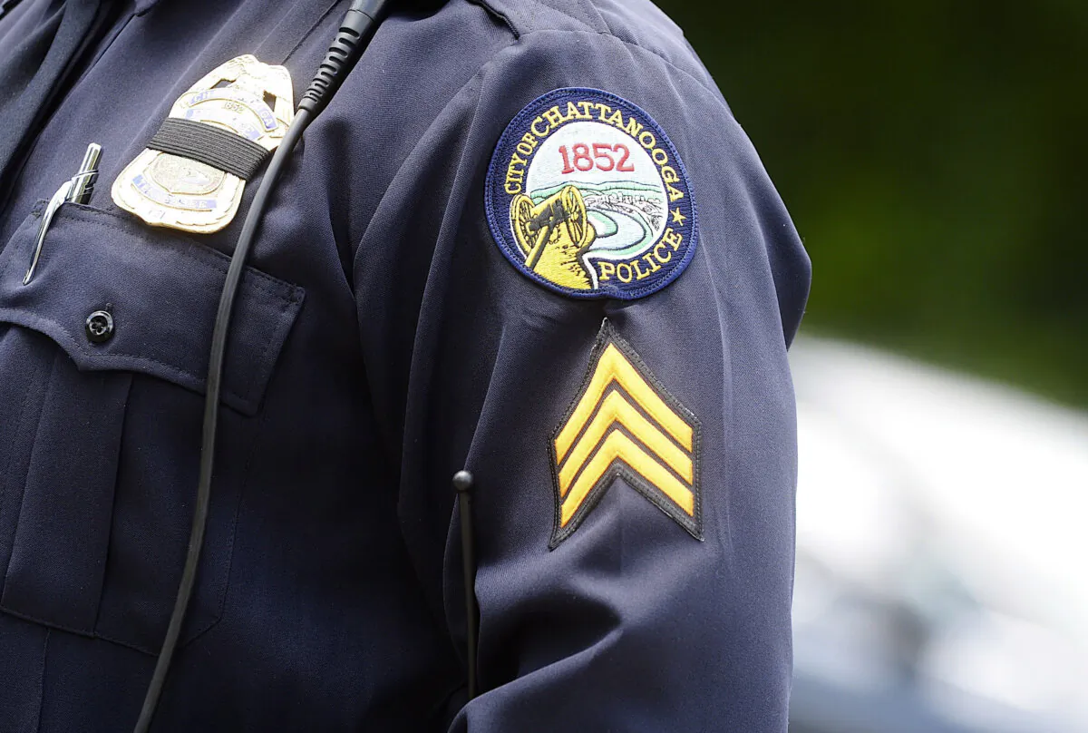 Logo of Chattanooga Police Department on a uniform in Tennessee on July 24, 2014. (Jason Davis/Getty Images)
