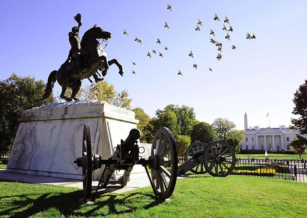 A statue of Andrew Jackson, seventh U.S. president, in  Lafayette Park across from the White House on Oct. 30, 2008. (Karen Bleier/AFP via Getty Images)
