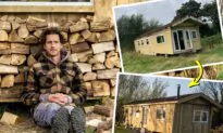 Man Converts Static Caravan Into Off-Grid Log Cabin for Just $12K