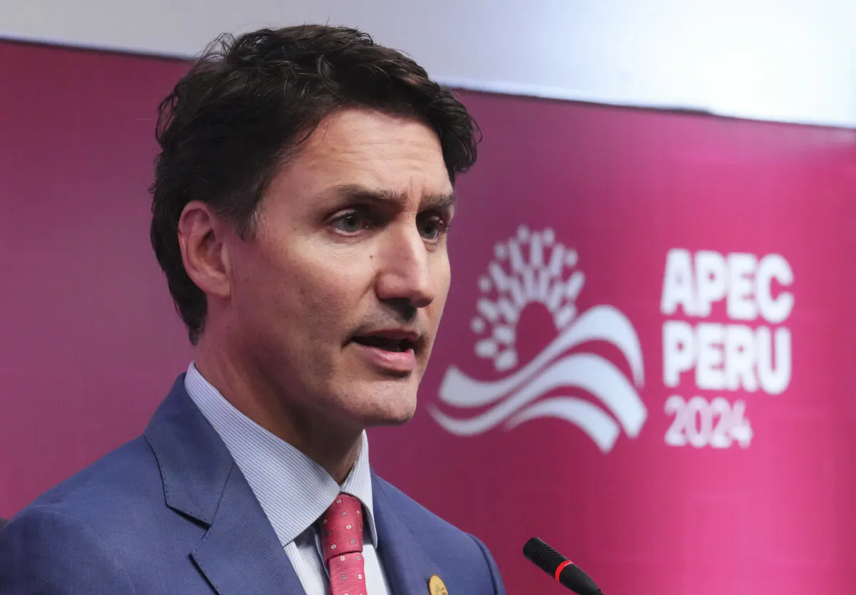 Prime Minister Justin Trudeau holds a closing press conference following the APEC summit in Lima, Peru, on Nov. 16, 2024. (The Canadian Press/Sean Kilpatrick)