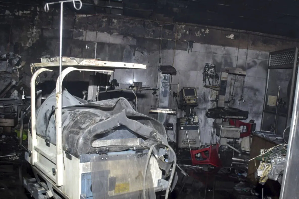Equipment damaged by fire lies inside a neonatal intensive care unit at Jhansi Medical College hospital in Jhansi, India, on Nov. 15, 2024. (AP Photo)
