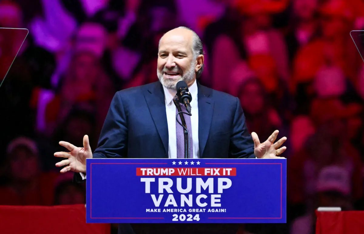 Howard Lutnick, CEO of Cantor Fitzgerald and co-chair of the Trump 2024 Transition Team, speaks at a rally at Madison Square Garden in New York City on Oct. 27, 2024. (Angela Weiss/AFP/Getty Images)