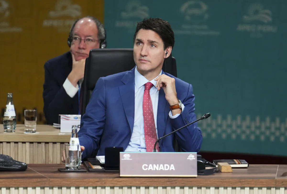 Prime Minister Justin Trudeau takes part in the Economic Leaders’ Meeting during the APEC summit in Lima, Peru on Saturday, Nov. 16, 2024. THE CANADIAN PRESS/Sean Kilpatrick