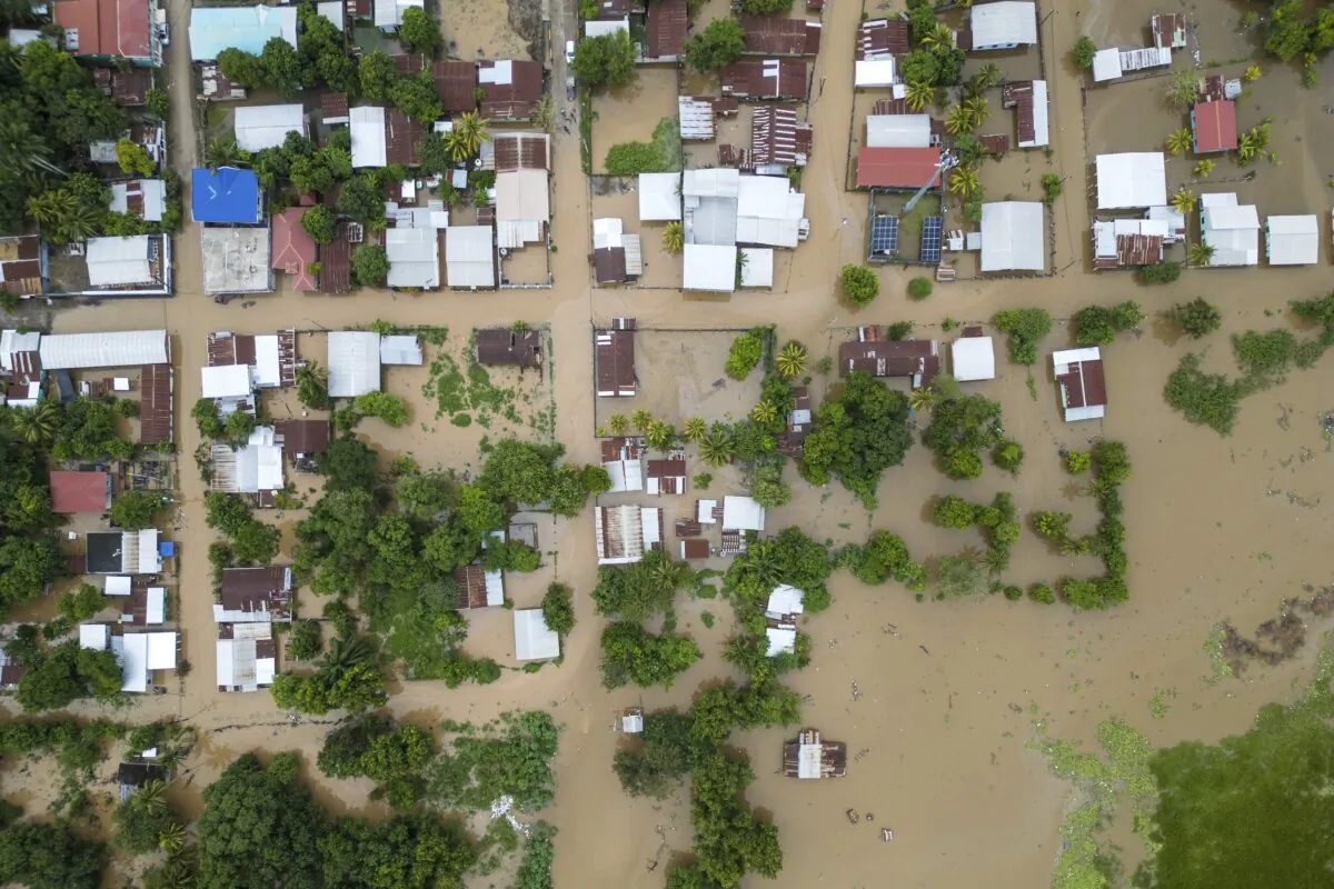 The Suyapa neighborhood, partially flooded by the Ulúa River's overflow after Tropical Storm Sara, in Potrerillos, Honduras, on Nov. 17, 2024. (Moises Castillo/AP Photo)