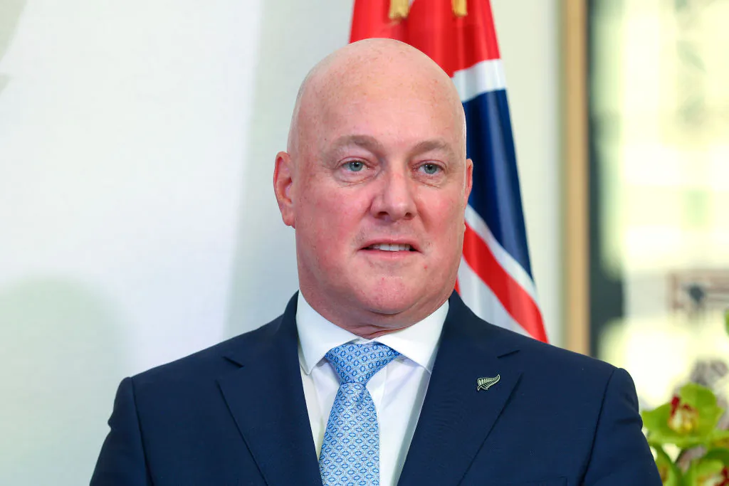 New Zealand Prime Minister Christopher Luxon looks on during a signing ceremony with Chinese Premier Li Qiang (not pictured) at Government House in Wellington, New Zealand, on June 13, 2024. (Hagen Hopkins/Getty Images)