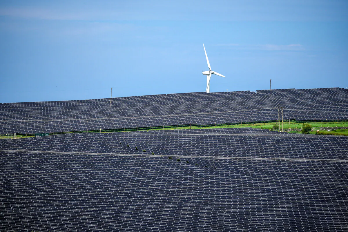 Lightsource bp solar farm near the Anglesey village in Wales, the UK, on May 10, 2024. (Christopher Furlong/Getty Images)