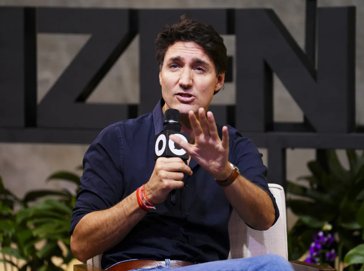 Prime Minister Justin Trudeau takes part in a fireside chat with Michael Sheldrick, co-founder and Chief Policy, Impact and Government Affairs Officer at Global Citizen Now event on the sidelines of the G20 Summit in Rio de Janeiro, Brazil on Nov. 17, 2024. (The Canadian Press/Sean Kilpatrick)