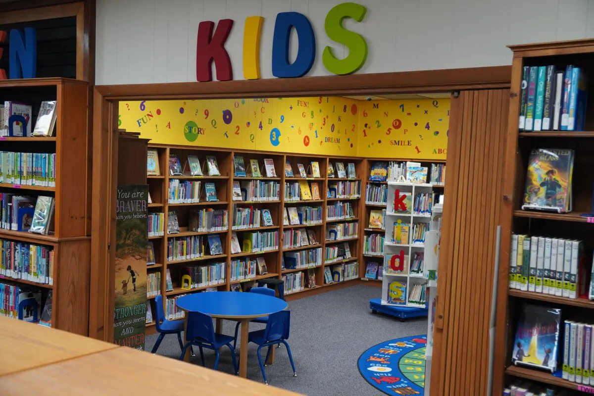 A view of the children's book section in the Sanilac County District Library in Port Sanilac, Mich., on Nov. 16, 2024. (Steven Kovac/The Epoch Times)