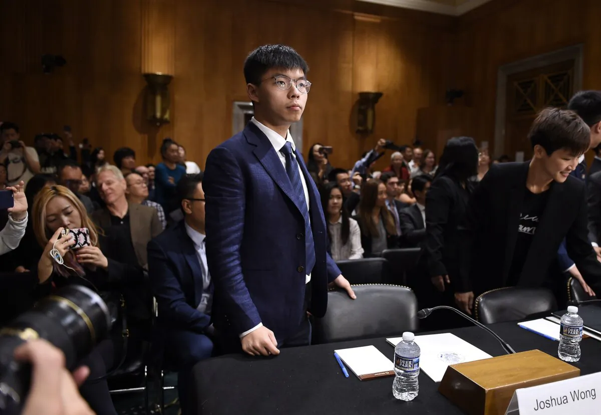 Joshua Wong, leader of Hong Kong's Demosisto party and the "Umbrella Movement," arrives to testify before the Congressional-Executive Commission on China about the pro-democracy movement in Hong Kong, on Capitol Hill on Sept. 17, 2019. (Olivier Douliery/AFP via Getty Images)