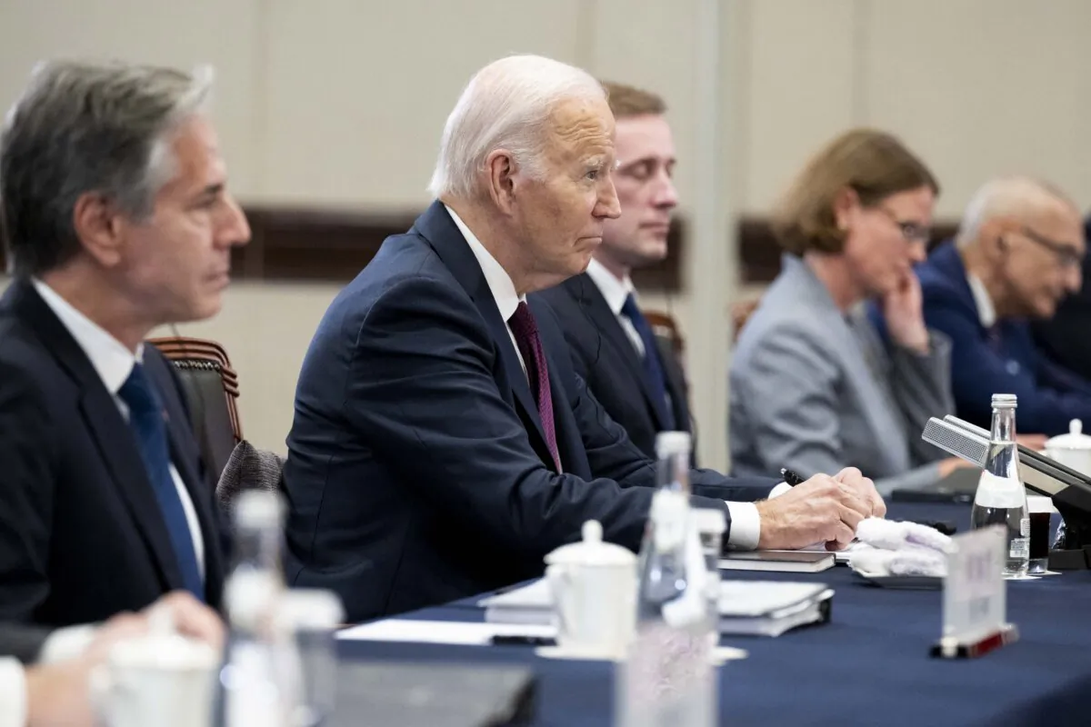President Joe Biden meets with Chinese President Xi Jinping on the sidelines of the Asia-Pacific Economic Cooperation (APEC) summit in Lima, Peru, on Nov. 16, 2024. (Saul Loeb/AFP via Getty Images)