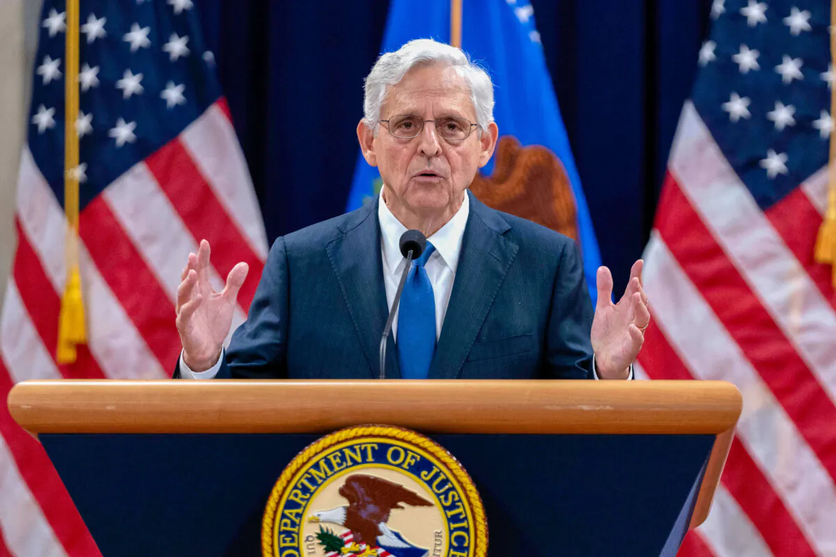 Attorney General Merrick Garland speaks to the U.S. attorneys who have gathered for their annual conference at the Department of Justice headquarters in Washington on Sept. 12, 2024. (AP Photo/Jose Luis Magana)