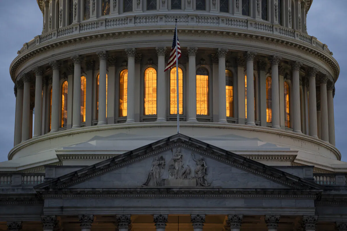 The U.S. Capitol at dusk on Nov. 19, 2024. (Madalina Vasiliu/The Epoch Times)