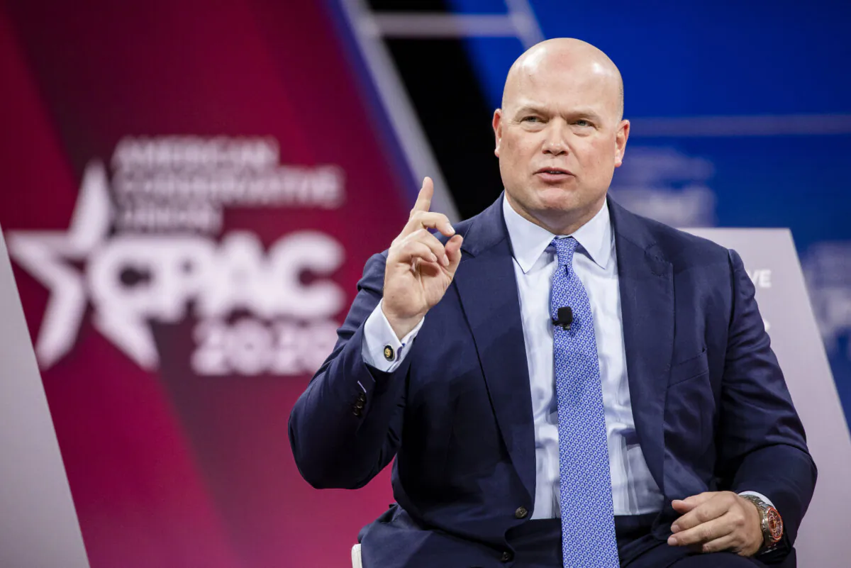 Matthew Whitaker, former acting U.S. attorney general, speaks during the Conservative Political Action Conference 2020 hosted by the American Conservative Union in National Harbor, Md., on Feb. 28, 2020. (Samuel Corum/Getty Images)