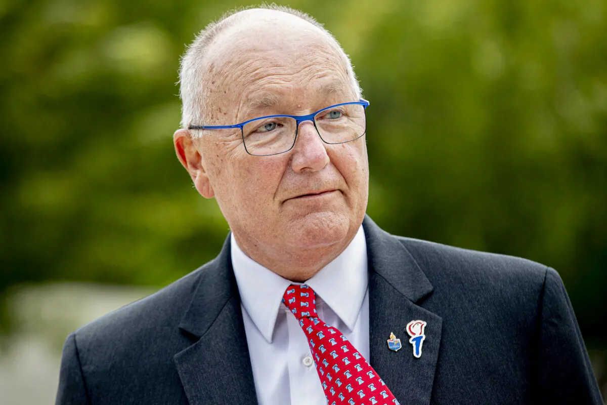 U.S. Ambassador to the Netherlands Pete Hoekstra attends the Memorial Day ceremony at the Margraten American Cemetery, in Margraten, the Netherlands, on May 24, 2020. (Patrick Van Katwijk/ANP/AFP via Getty Images)