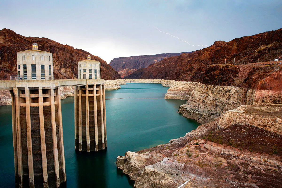 Lightning strikes over Lake Mead near Hoover Dam, which impounds Colorado River water at the Lake Mead National Recreation Area in Arizona, on July 28, 2014. (John Locher/AP Photo)