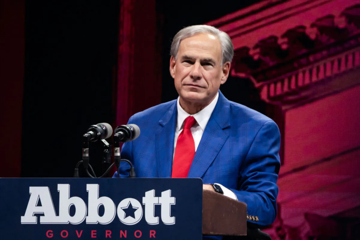 Texas Gov. Greg Abbott speaks during a National Rifle Association event at the Kay Bailey Hutchison Convention Center in Dallas on May 18, 2024. (Madalina Vasiliu/The Epoch Times)