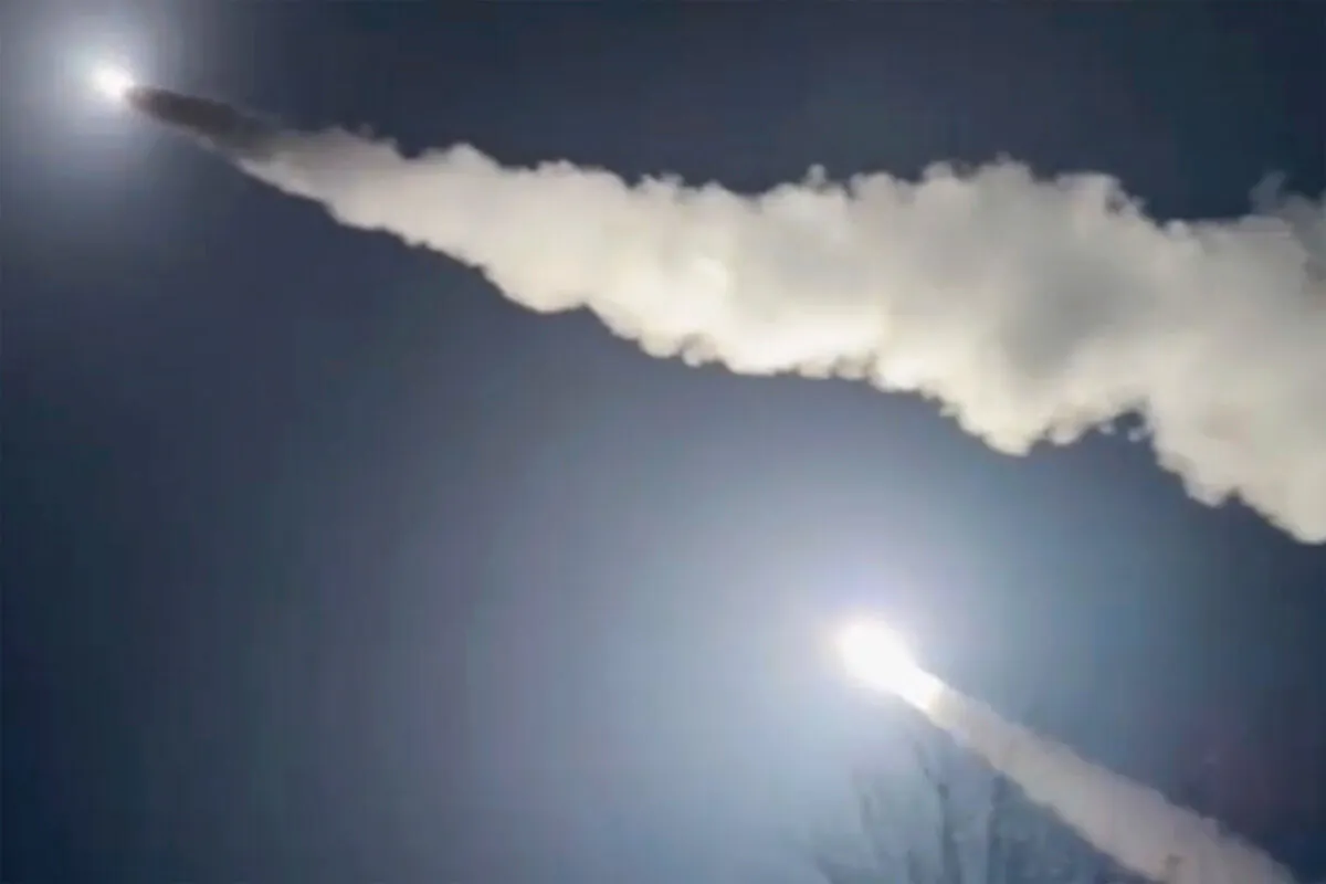 An image taken from video posted by a Telegram channel affiliated with the Ukrainian military on Nov. 19, 2024. (Lachen Pyshe Telegram via AP)