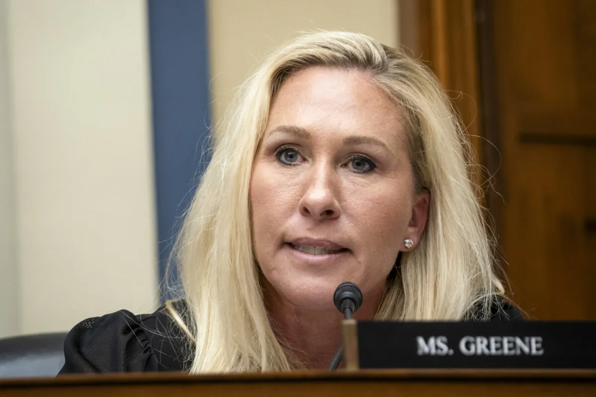Rep. Marjorie Taylor Greene (R-Ga.) speaks during a hearing in Washington on June 3, 2024. (Madalina Vasiliu/The Epoch Times)