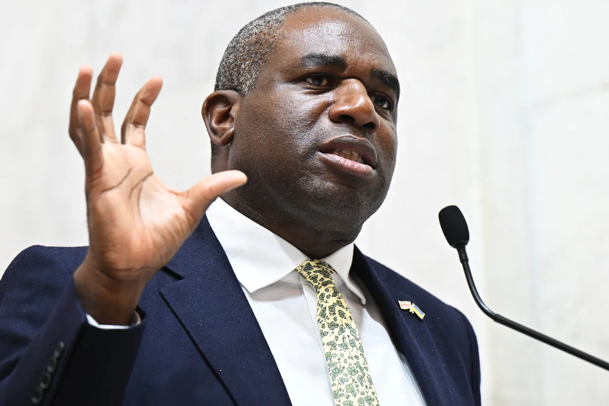 Foreign Secretary David Lammy at a press conference during a visit with U.S. Secretary of State, Antony Blinken, to Kyiv, Ukraine, on Sept. 11, 2024. (Leon Neal/PA Wire)