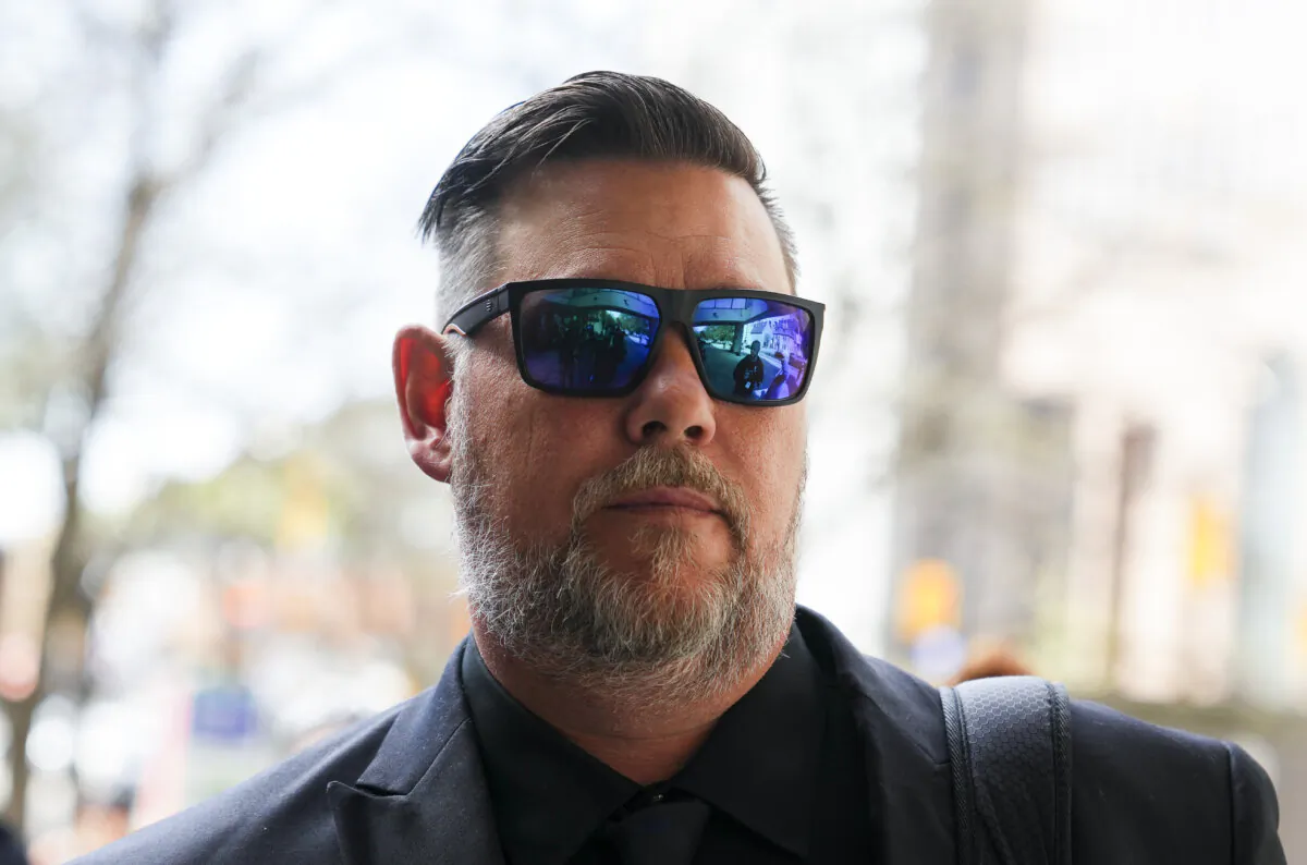 Freedom Convoy organizer Pat King arrives to court for the start of his criminal trial in Ottawa on May 13, 2024. (The Canadian Press/Sean Kilpatrick)