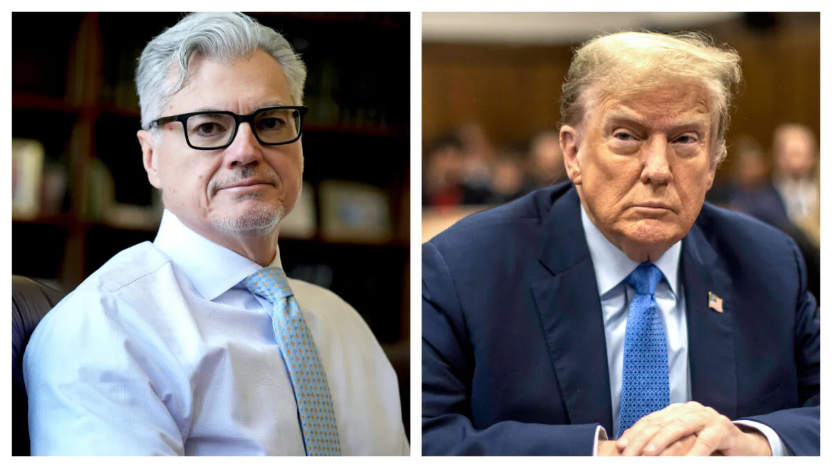 (Left) Judge Juan M. Merchan on March 14, 2024. (Right) Former President Donald Trump on April 26, 2024. (Seth Wenig/AP Photo; Dave Sanders/via Getty Images)