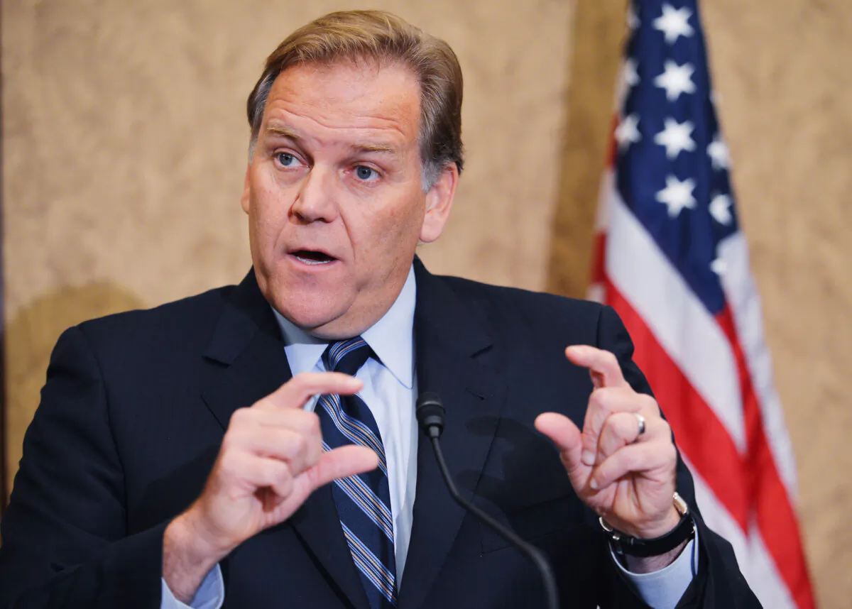 House Intelligence Committee Chairman Mike Rogers speaks during a press conference to release the committee’s report on the security threat posed by Chinese telecom companies Huawei and ZTE in Washington on Oct. 8, 2012. (Mandel Ngan/AFP/GettyImages)