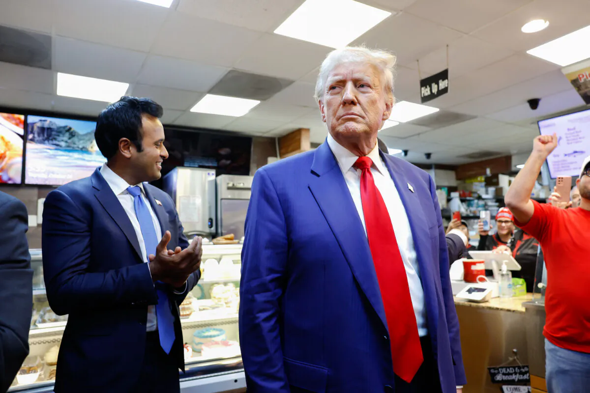 President-elect Donald Trump visits Havana Express Cuban Kitchen and Bakery in Las Vegas on Oct. 24, 2024. Trump was joined by Sen. Marco Rubio (R-Fla.) and Vivek Ramaswamy. (Anna Moneymaker/Getty Images)