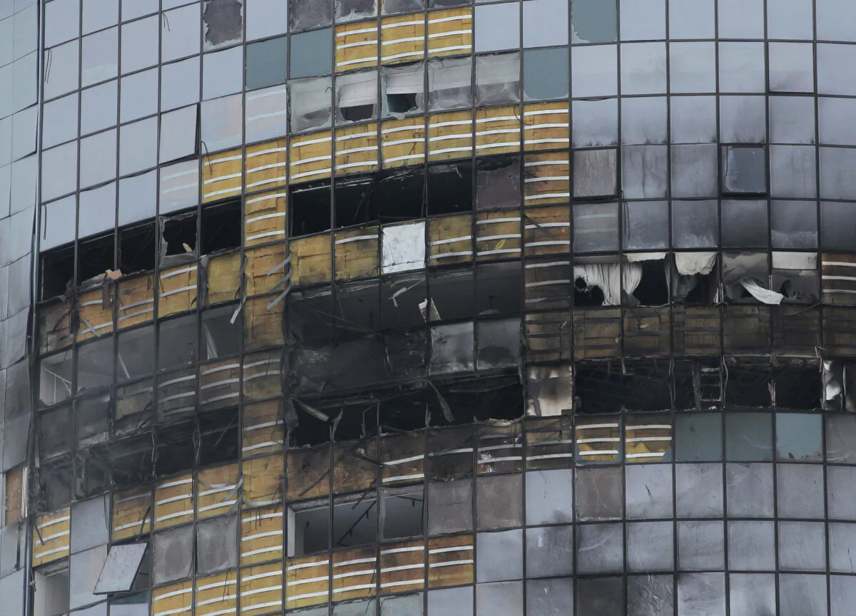A view shows a damaged multi-story residential building following an alleged Ukrainian drone attack, in Kazan, Russia, on Dec. 21, 2024. (Reuters)
