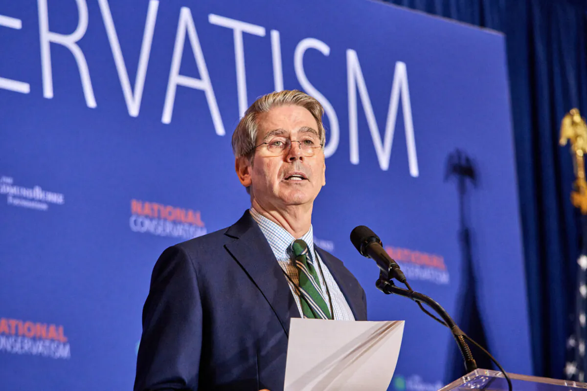 Scott Bessent speaks at the National Conservative Conference in Washington on July 10, 2024. (Dominic Gwinn/Middle East Images/AFP via Getty Images)