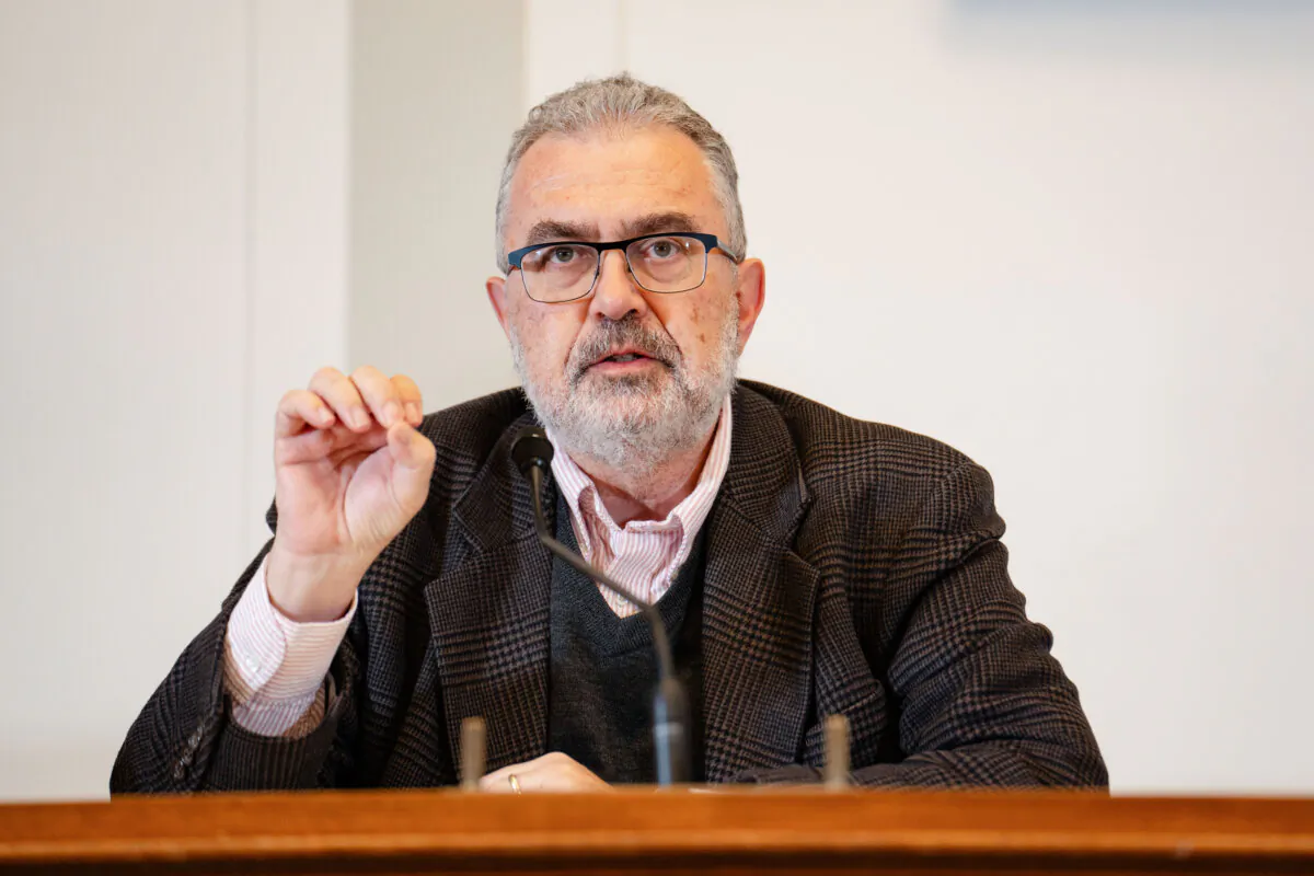 Piero Tozzi, staff director of the Congressional-Executive Commission on China, speaks at an event “Celebrating 440 Million Who Have Quit the Chinese Communist Party” on Capitol Hill in Washington on Nov. 22, 2024. (Samira Bouaou/The Epoch Times)