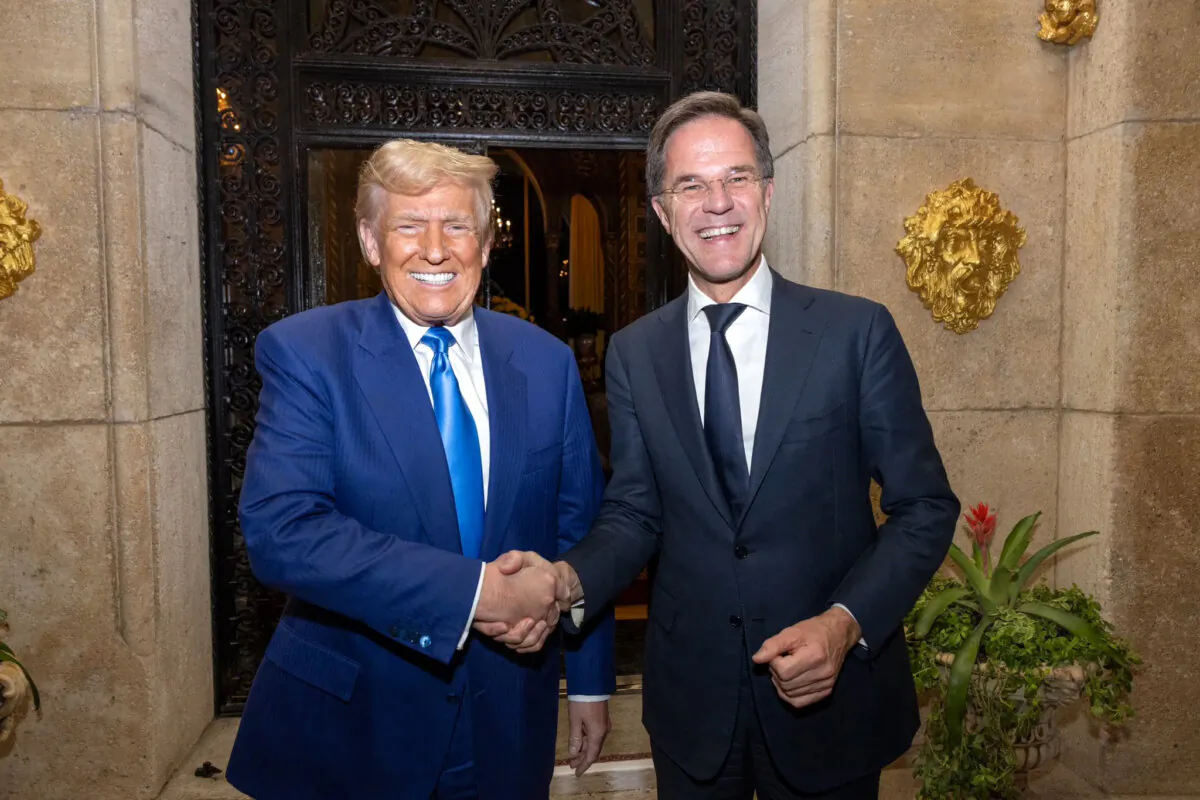 NATO Secretary-General Mark Rutte (R) meets with President-elect Donald Trump in Palm Beach, Fla., on Nov. 22, 2024. (NATO via Reuters)