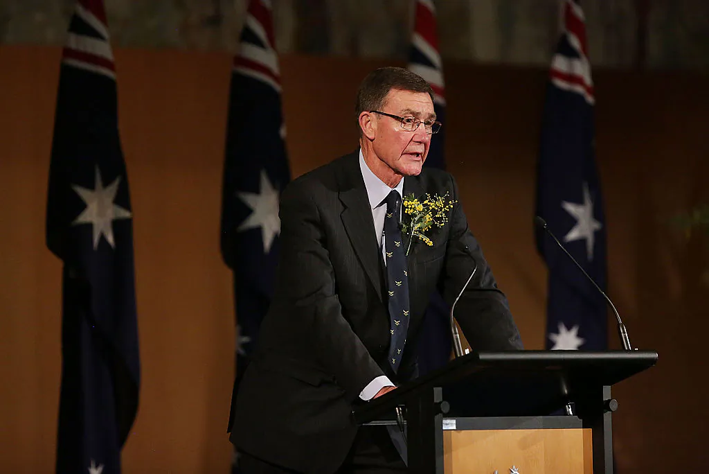 Sir Angus Houston during a memorial service honouring victims of flight MH17 in Canberra, Australia, on July 17, 2015. (Stefan Postles/Getty Images)