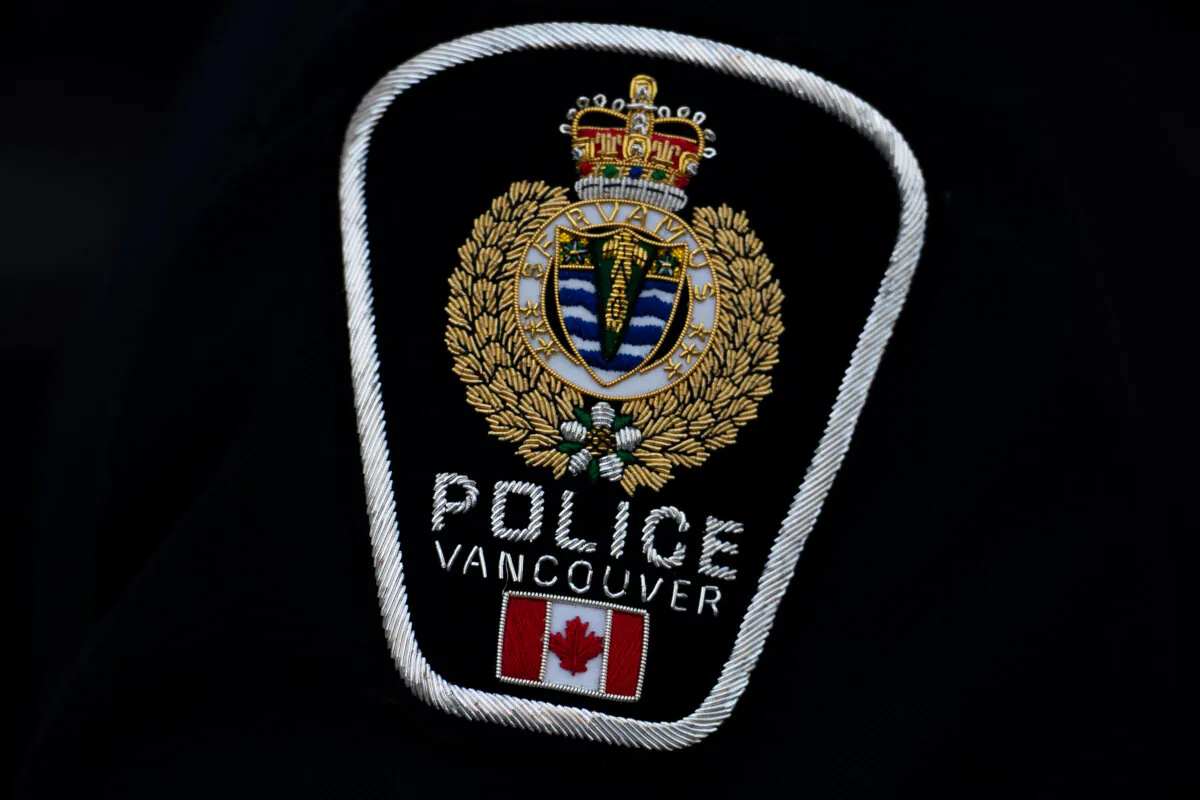 A Vancouver Police Department (VPD) patch is seen in Ottawa on Sept. 29, 2024. (The Canadian Press/Spencer Colby) 