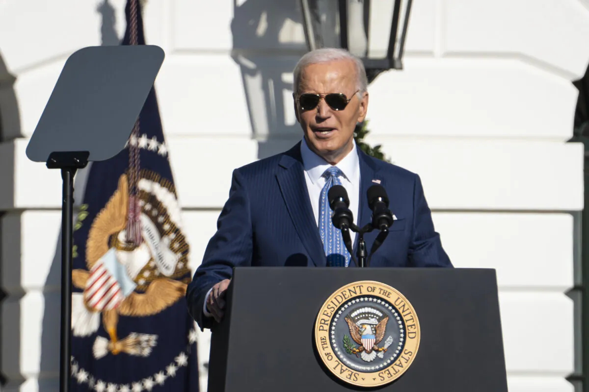 President Joe Biden speaks on the South Lawn of the White House in Washington on Nov. 25, 2024. (Madalina Vasiliu/The Epoch Times)