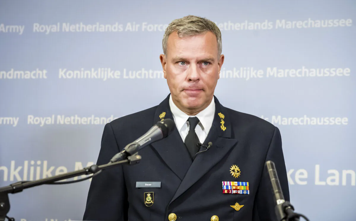 Lt. Adm. Rob Bauer, chief of Dutch defense, attends a press conference at the Ministry of Defense in The Hague, Netherlands, on July 20, 2020. (Lex van Lieshout/ANP/AFP via Getty Images)